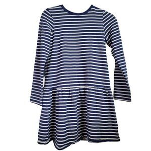 Mini Boden Girls Navy and White Striped Tiered Sweatshirt Dress Size 11-12Y